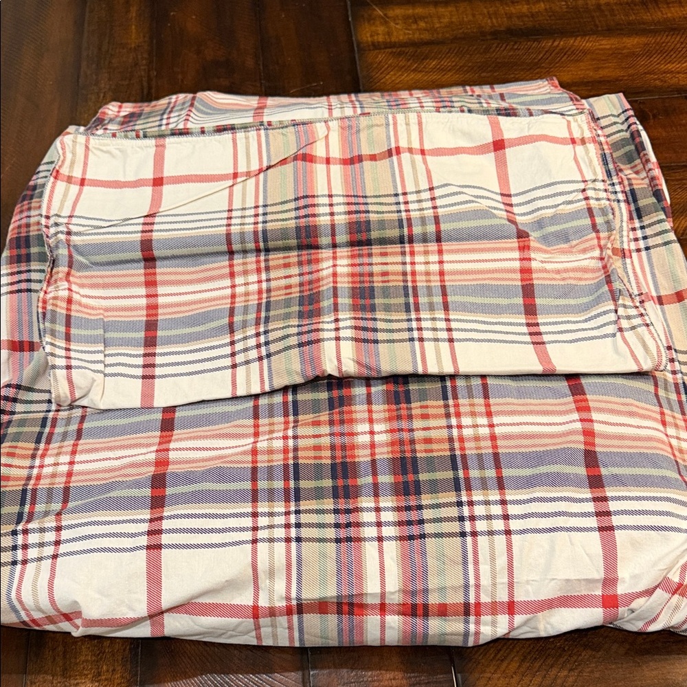 Eddie Bauer Plaid Duvet Cover in Red, Blue, Cream